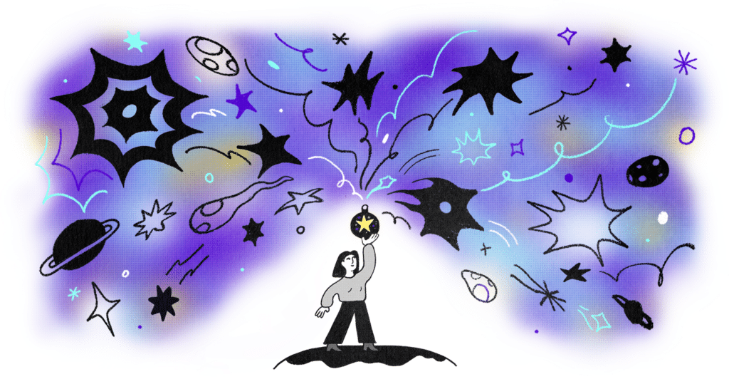 Illustration showing ideas of new materials leading space exploration